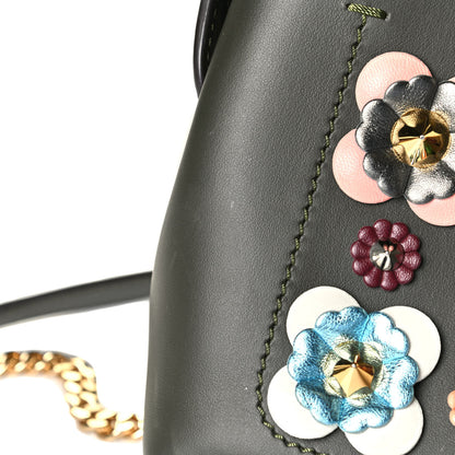 Fendi Vitello Baltico Nappa Flowerland Studded Small Dotcom Click Chain Satchel Verde Prato Multicolor 11 of 12