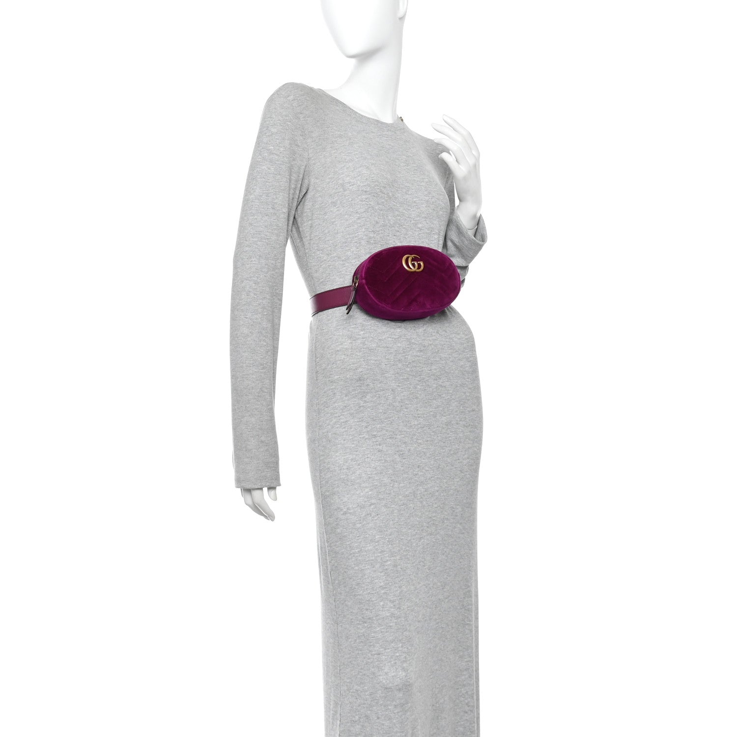Gucci Velvet Matelasse GG Marmont Belt Bag 75 30 Fuchsia Violet Cyclamen 2 of 11