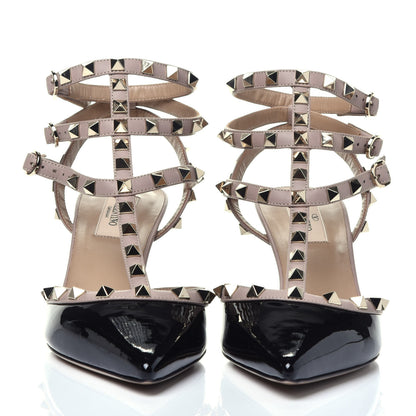Valentino Garavani Patent Nappa Rockstud Ankle Strap 65mm Pumps 39 Black Poudre 2 of 8