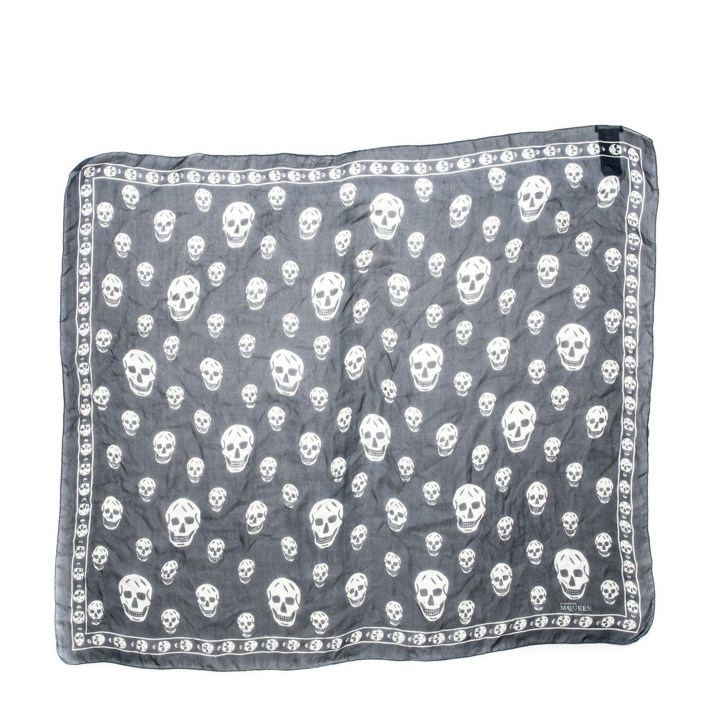 Silk Chiffon Skull Scarf Black Ivory