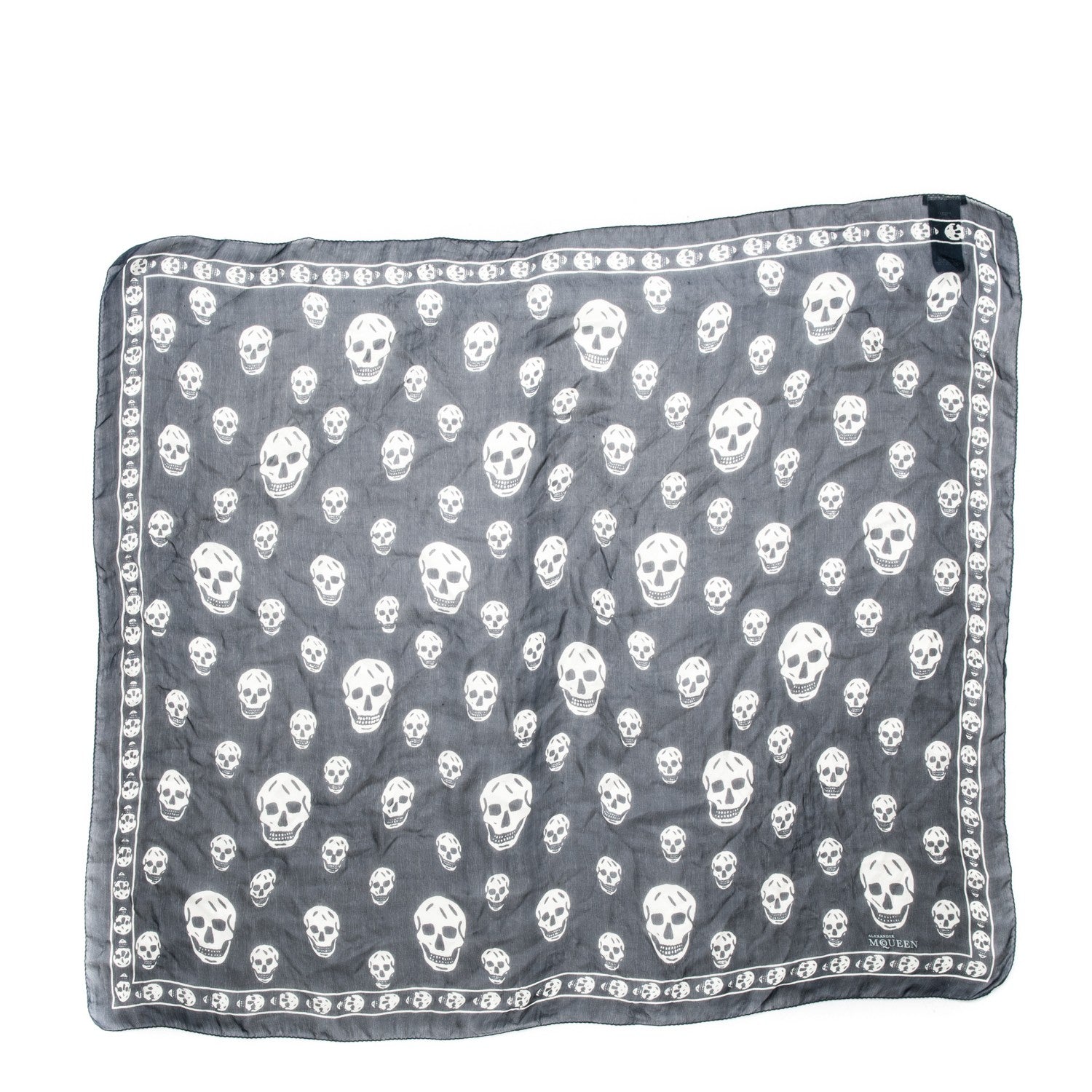 Alexander McQueen Silk Chiffon Skull Scarf Black Ivory 1 of 5