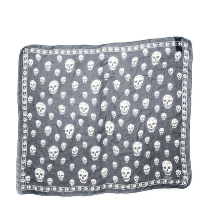 Alexander McQueen Silk Chiffon Skull Scarf Black Ivory 1 of 5