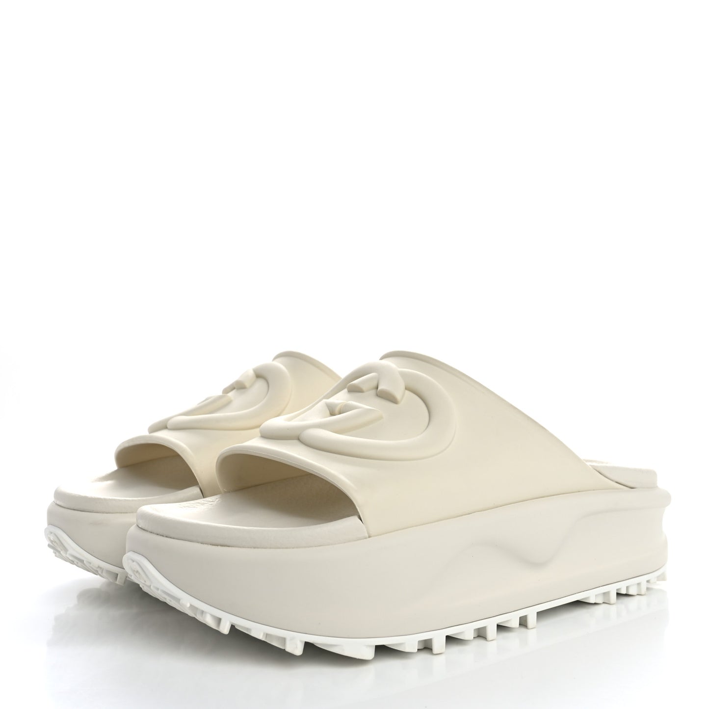 Soft Rubber Womens Interlocking G Platform 42mm Slide Sandals 39 Off White