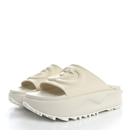 Gucci Soft Rubber Womens Interlocking G Platform 42mm Slide Sandals 39 Off White 3 of 11