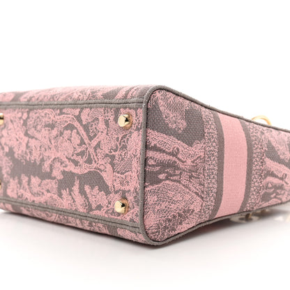 Christian Dior Canvas Toile De Jouy Reverse Embroidered Medium Lady D-Lite Gray Pink 7 of 8
