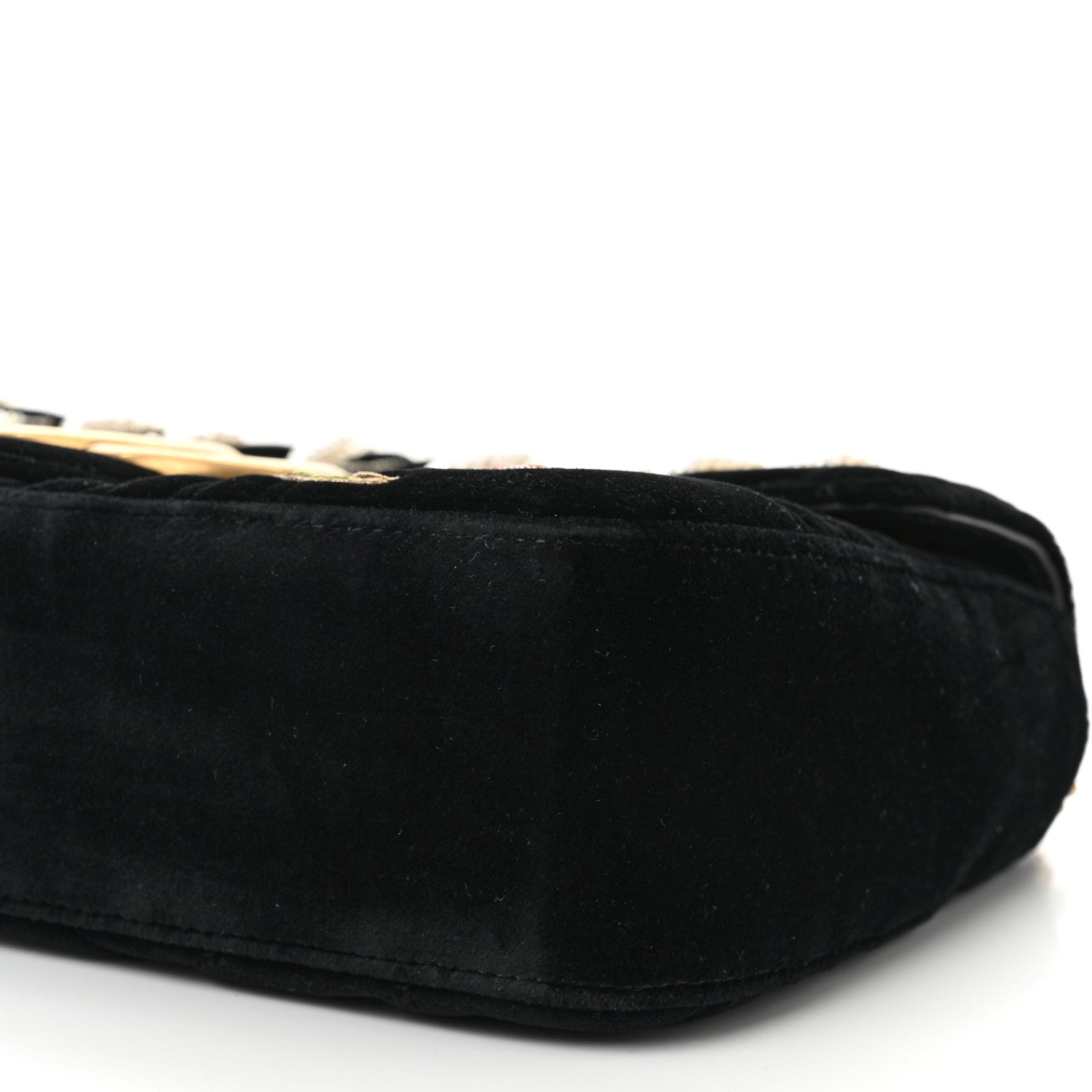 Gucci Velvet Matelasse Loved Embroidered Medium GG Marmont Shoulder Bag Black 10 of 10