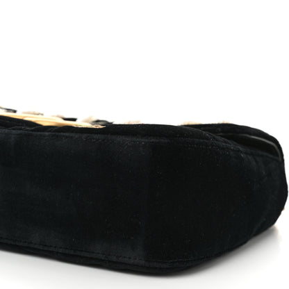 Gucci Velvet Matelasse Loved Embroidered Medium GG Marmont Shoulder Bag Black 10 of 10