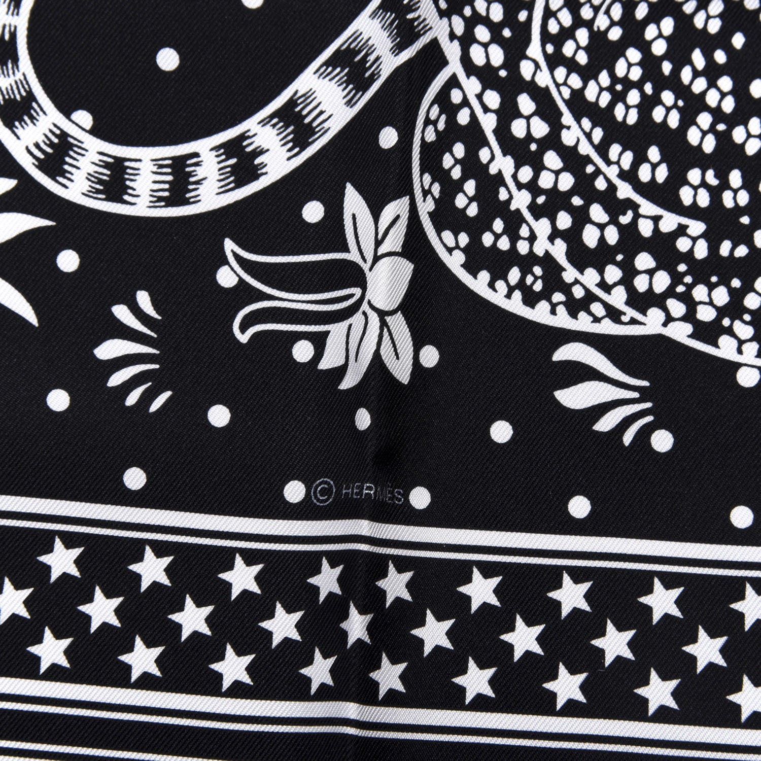 Hermes Silk Les Leopards Bandana Scarf 55 Black White 3 of 4