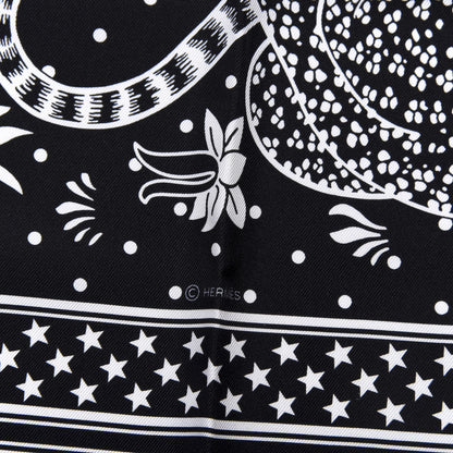 Hermes Silk Les Leopards Bandana Scarf 55 Black White 3 of 4