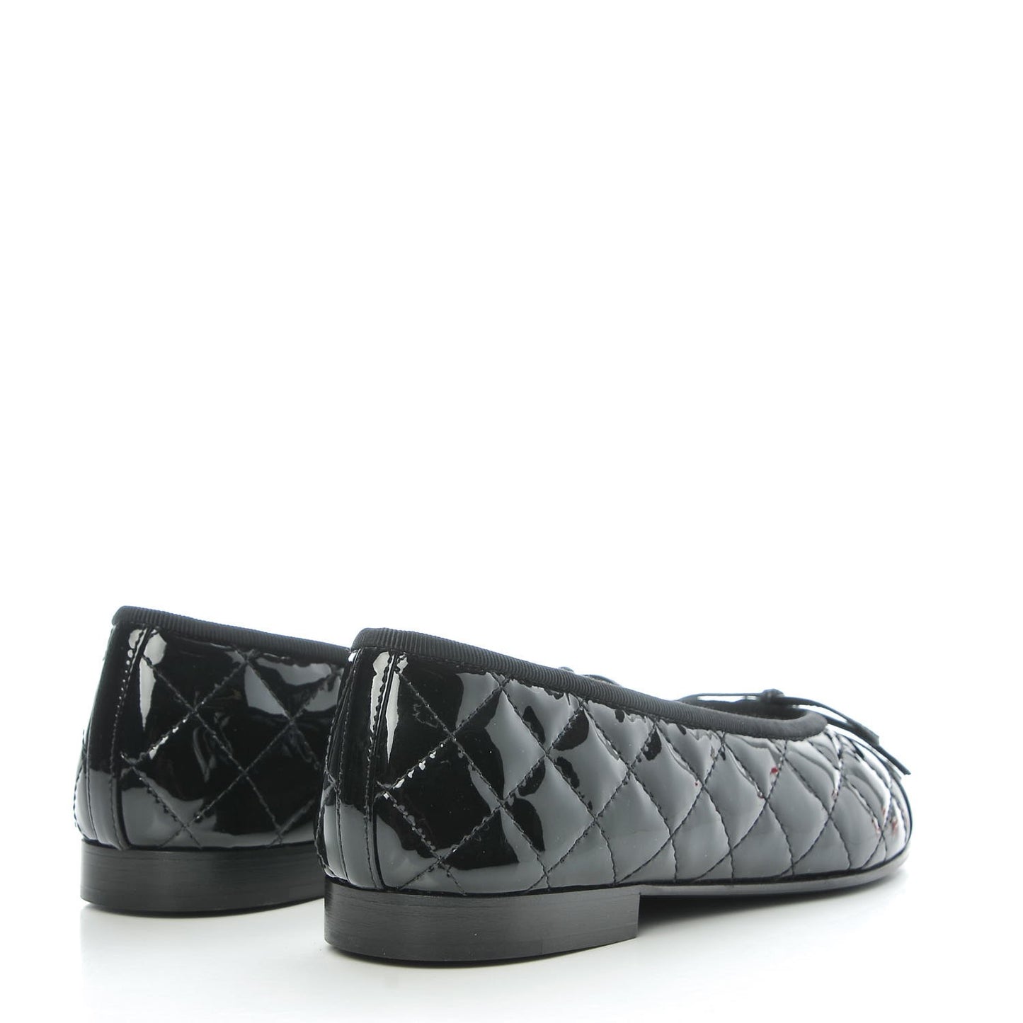 Patent Quilted Cap Toe Ballerina Flats 37 Black