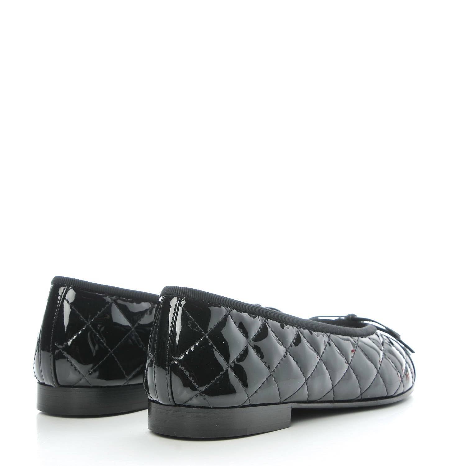 Chanel Patent Quilted Cap Toe Ballerina Flats 37 Black 4 of 9