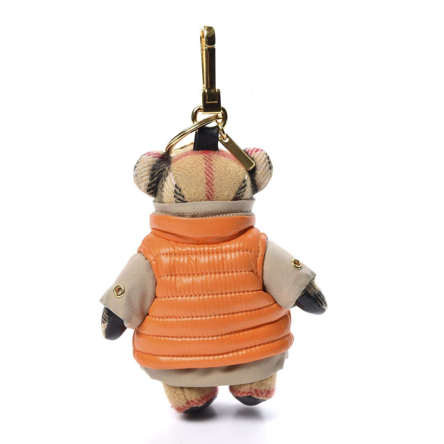 Cashmere Vintage Check Puffer Vest Thomas Bear Bag Charm Orange