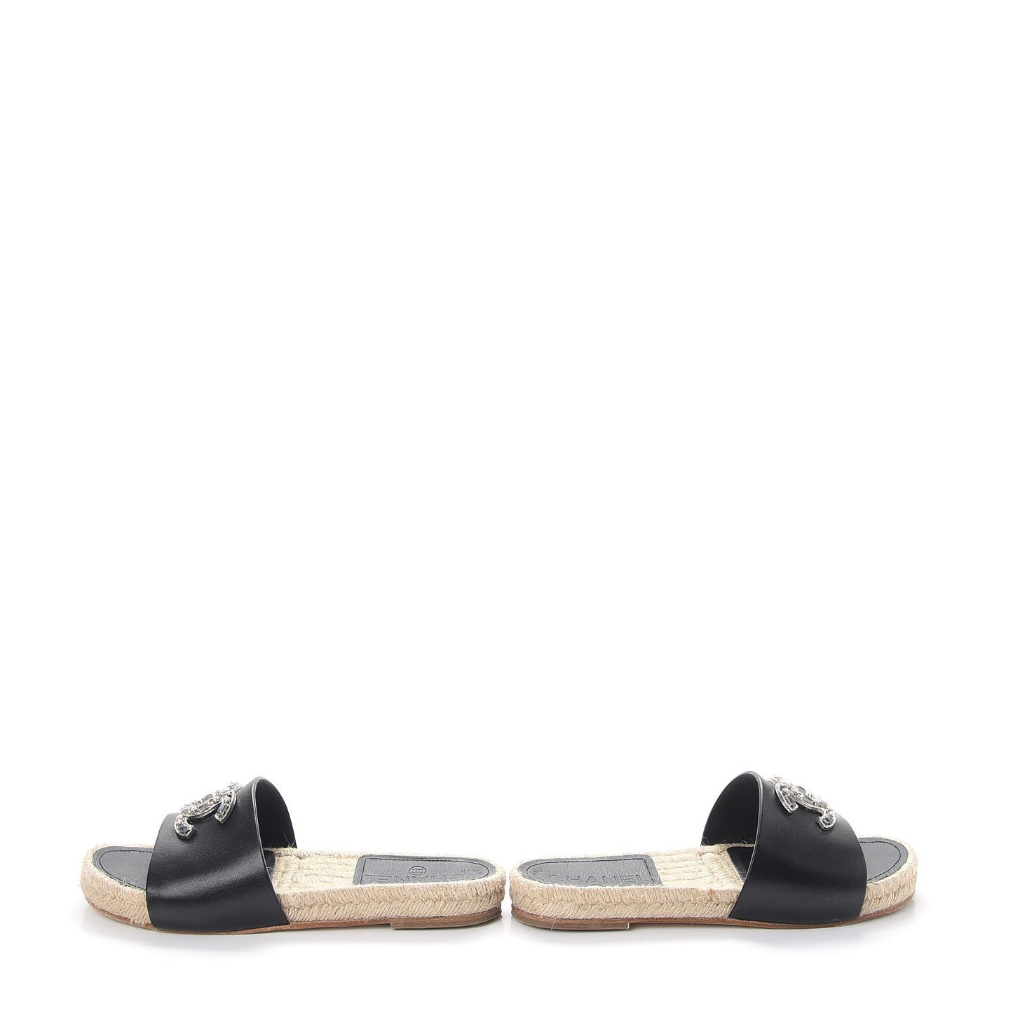 Calfskin Gripoix CC Espadrille Sandals 35.5 Black