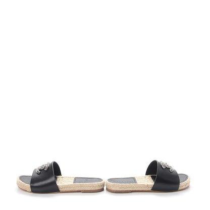Chanel Calfskin Gripoix CC Espadrille Sandals 35.5 Black 6 of 12
