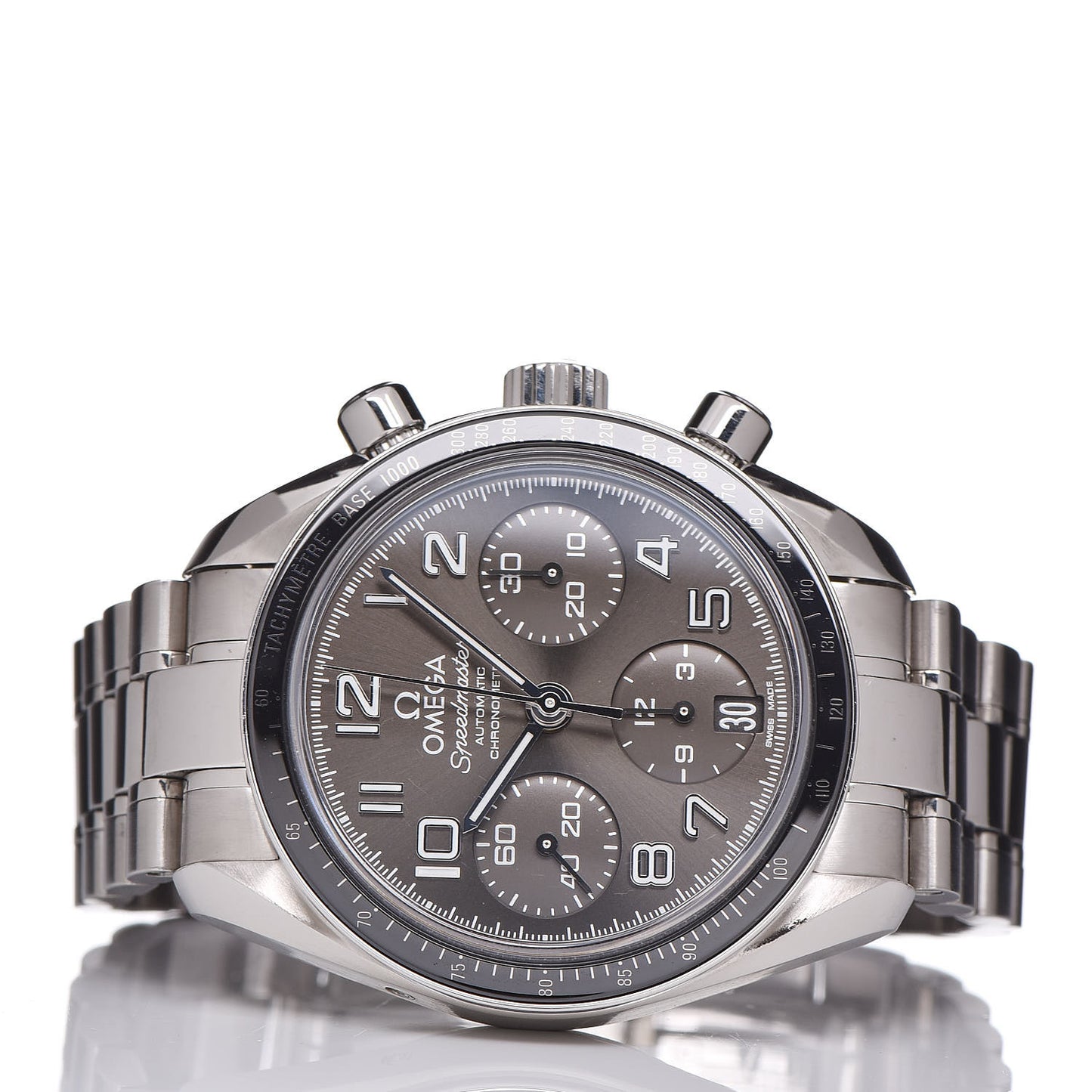 Stainless Steel 38mm Speedmaster Date Chronograph Automatic Watch Grey 324.30.38.40.06.001