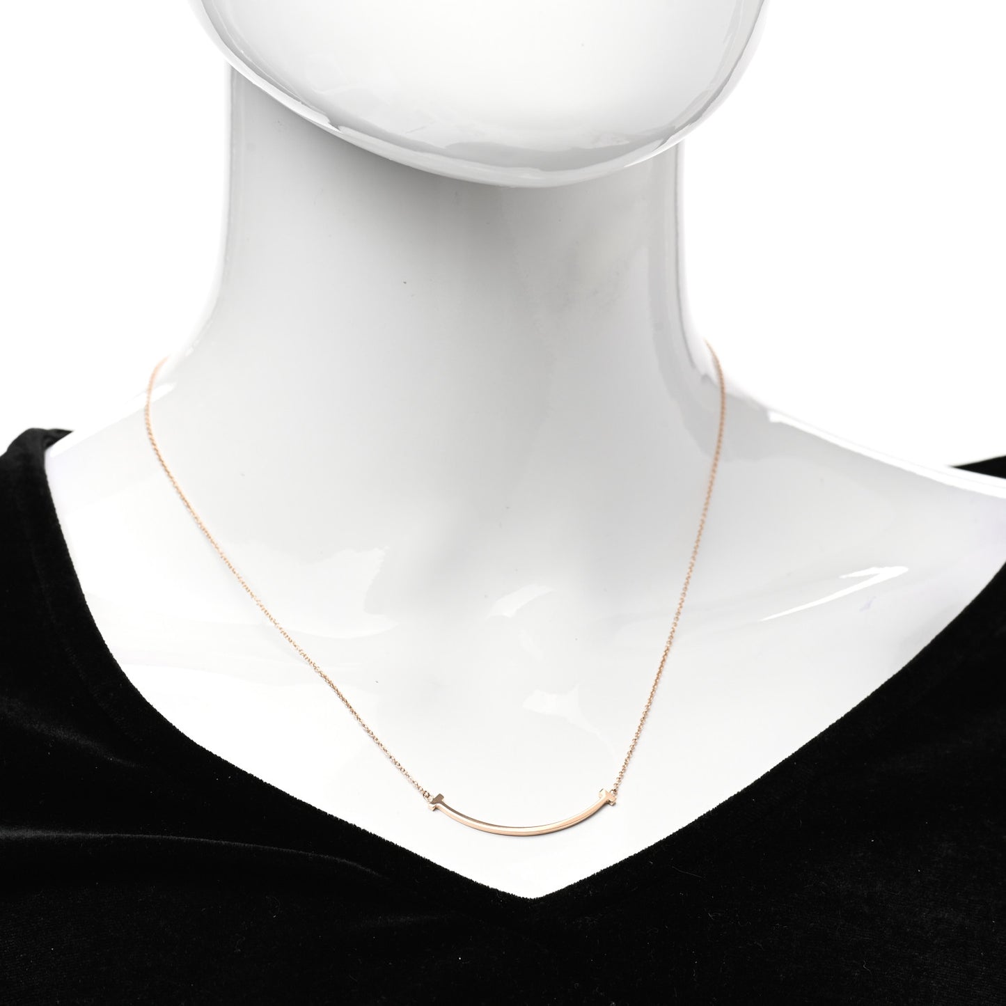 18K Rose Gold Small T Smile Pendant Necklace
