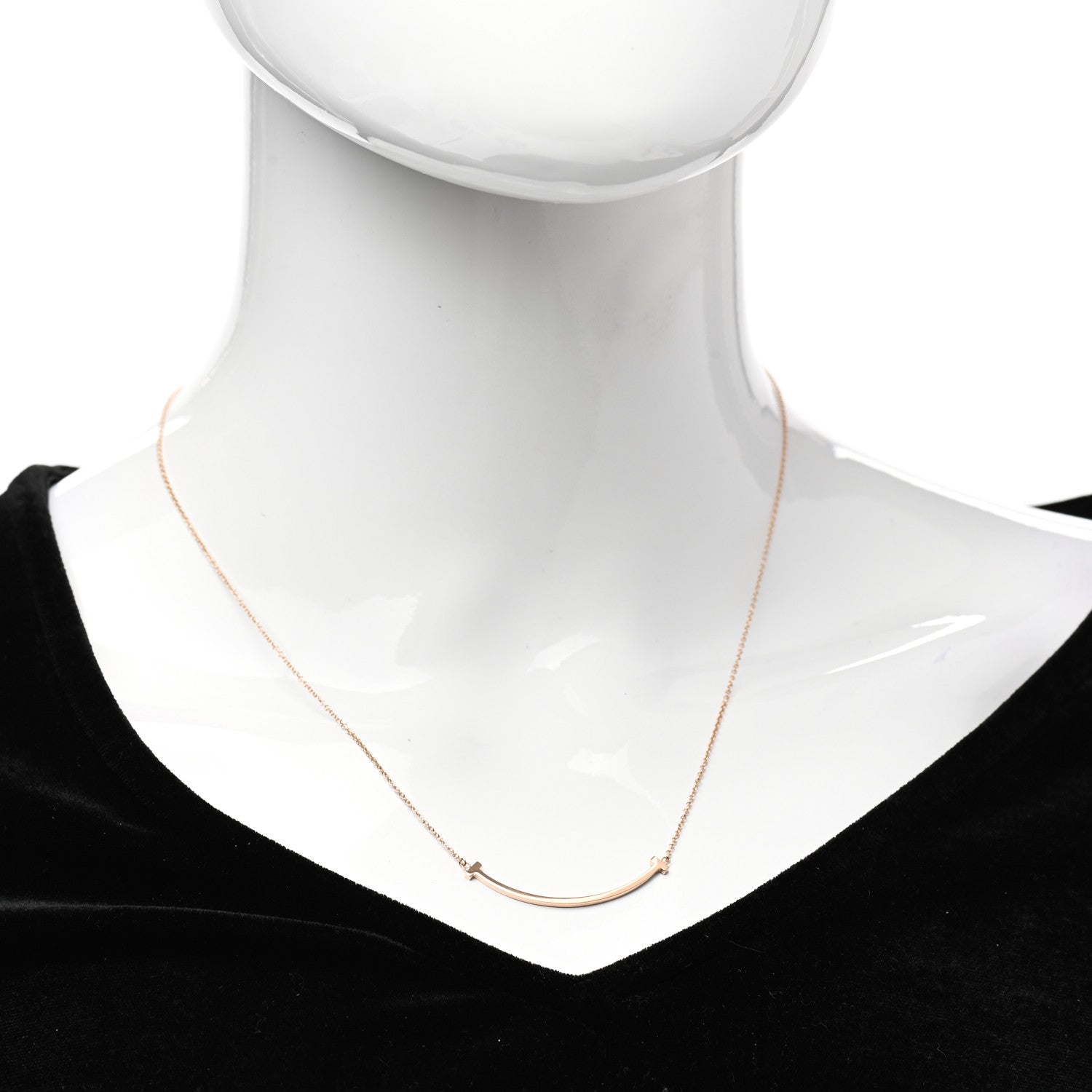 Tiffany 18K Rose Gold Small T Smile Pendant Necklace 2 of 6