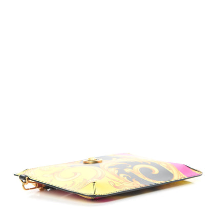 Versace Vitello Baroque Print Icon Wristlet Pouch Black Gold Multi 4 of 7