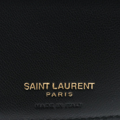 Saint Laurent Calfskin Crocodile Embossed Tiny Cassandre East West Wallet Black 6 of 7