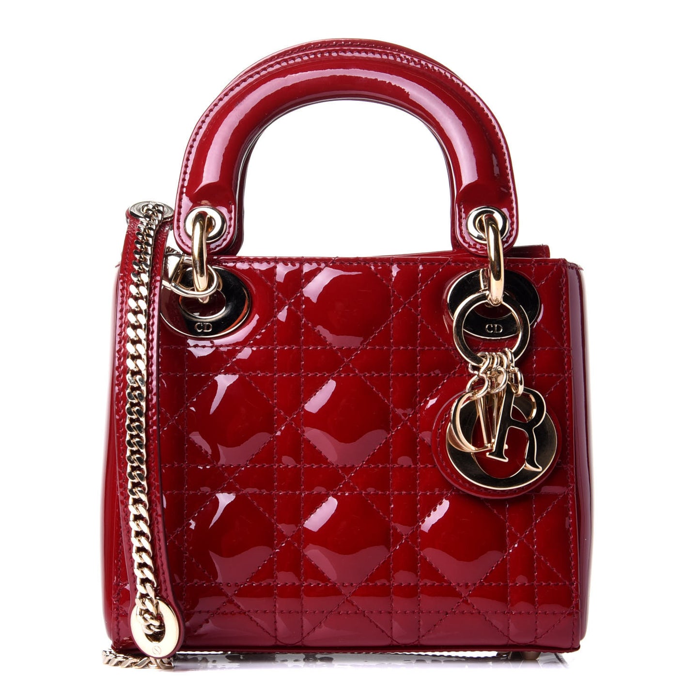 Patent Cannage Mini Lady Dior Red
