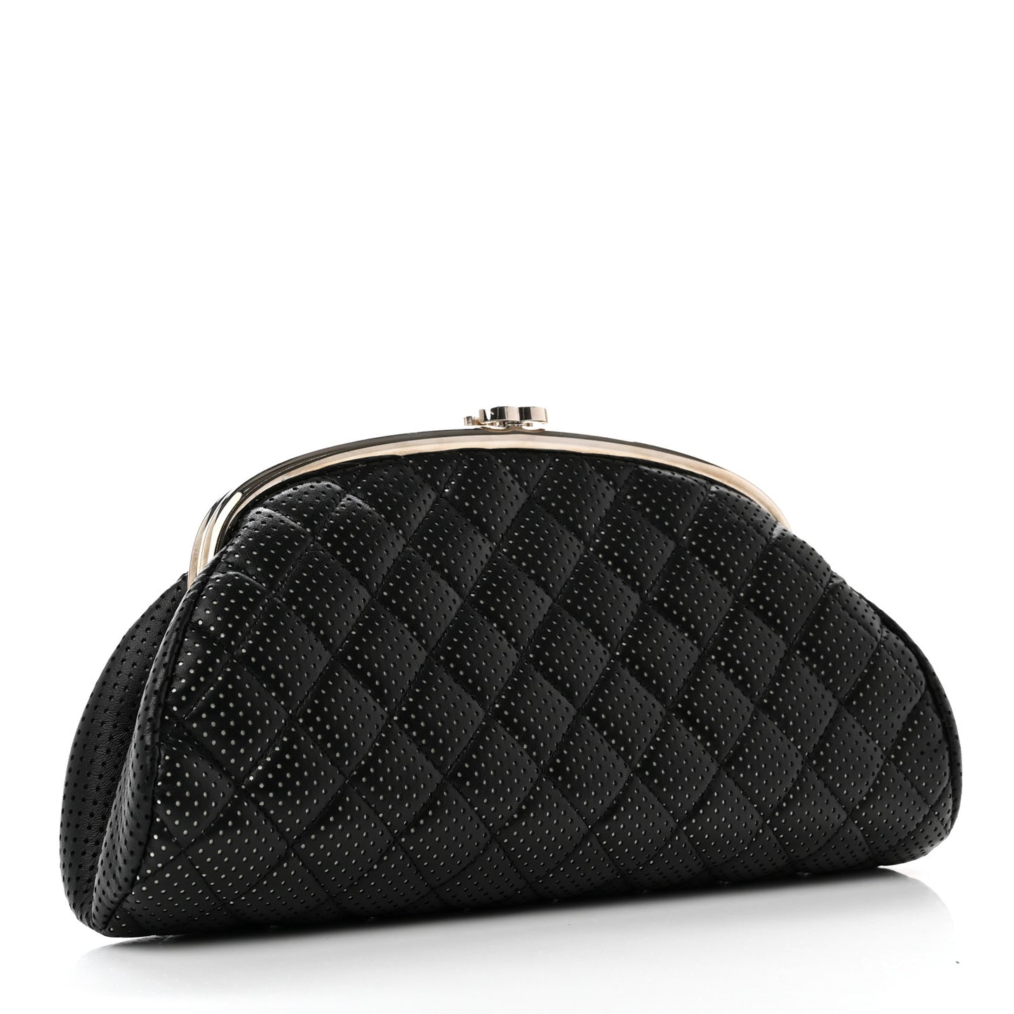 Lambskin Perforated Timeless Clutch Black