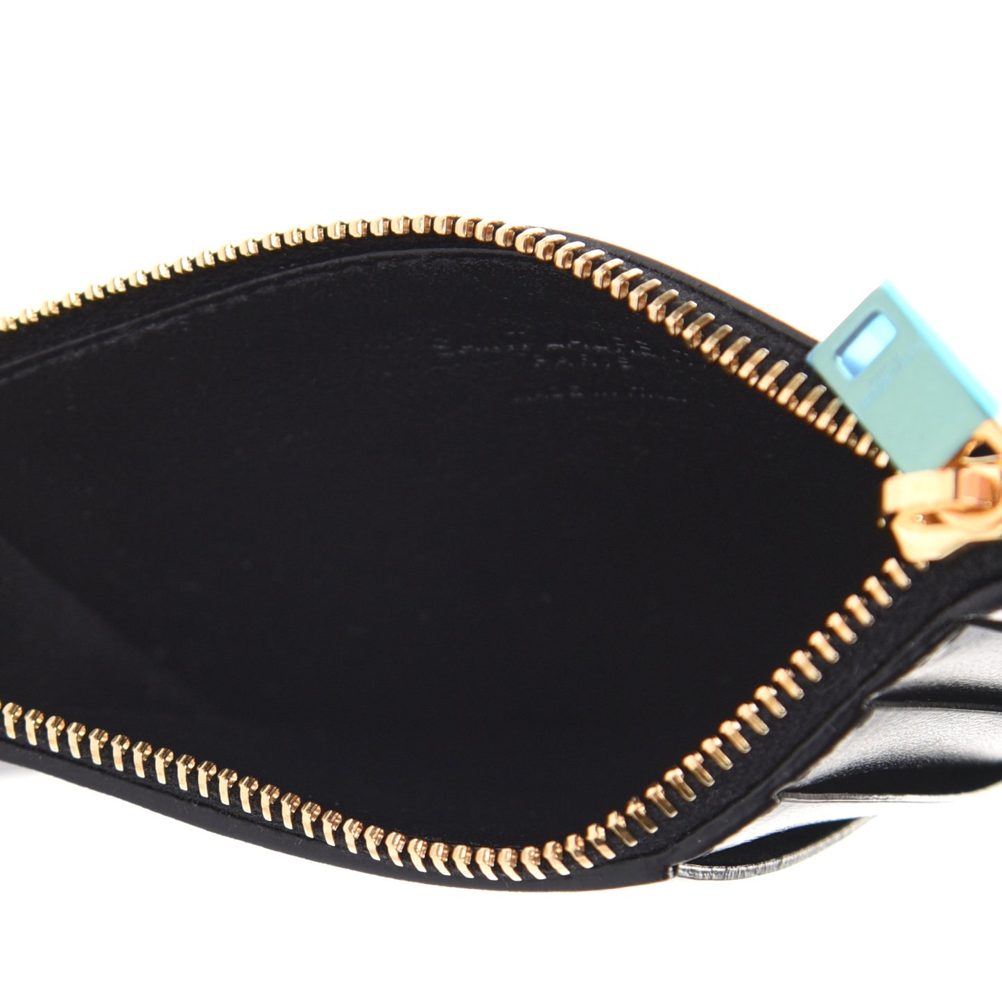 Calfskin 5 Fragments Zip Pouch Card Holder Black