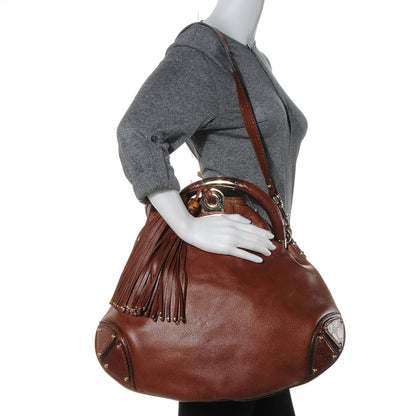 Gucci Leather Large Indy Top Handle Hobo Brown 2 of 9
