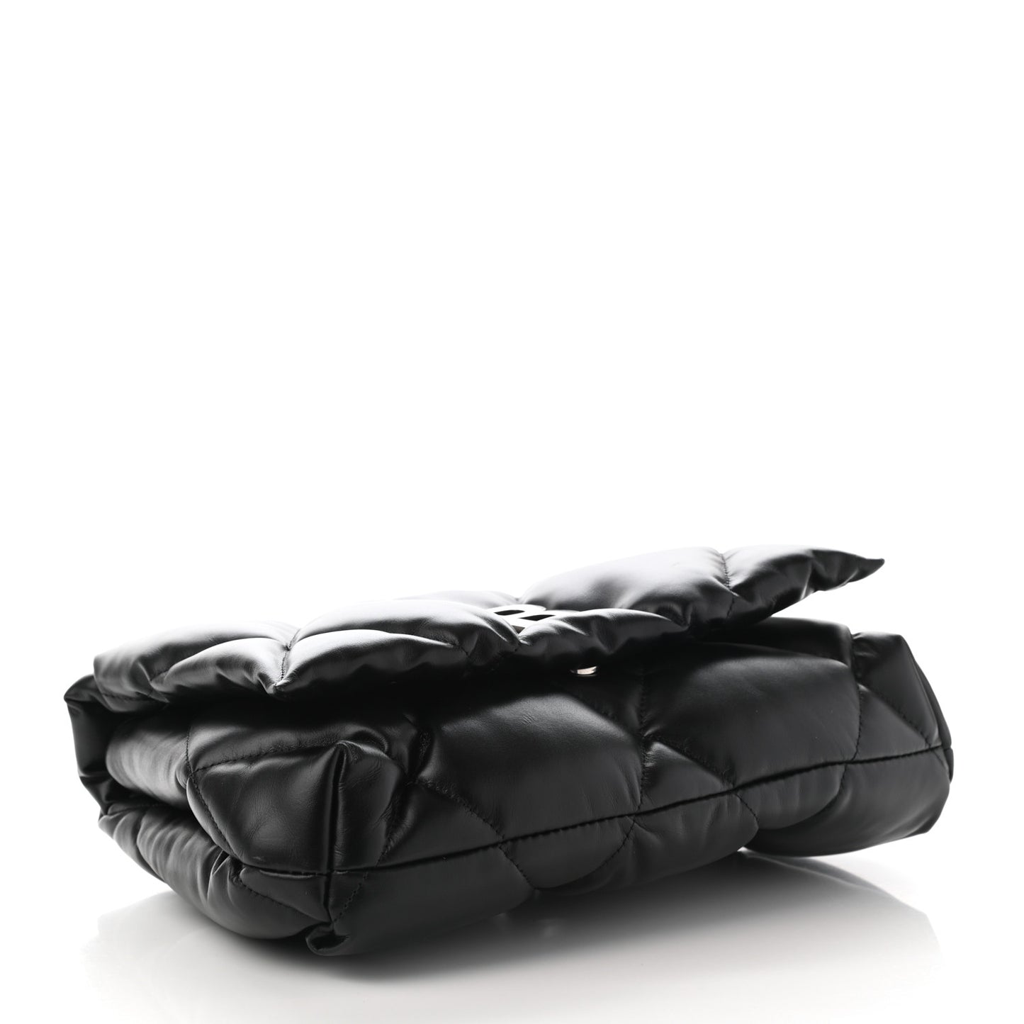 Nappa Calfskin Quilted Touch B Puffy Clutch Black