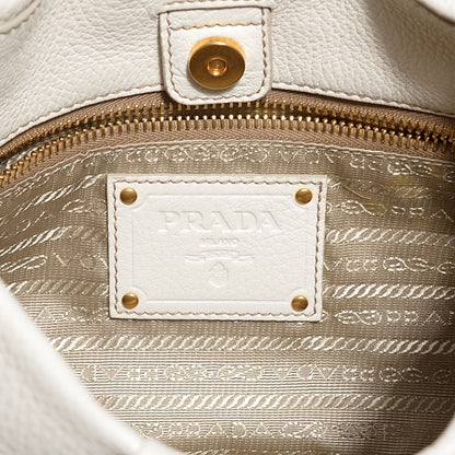 Prada Cervo Pleats Small Shoulder Bag Talco 6 of 10