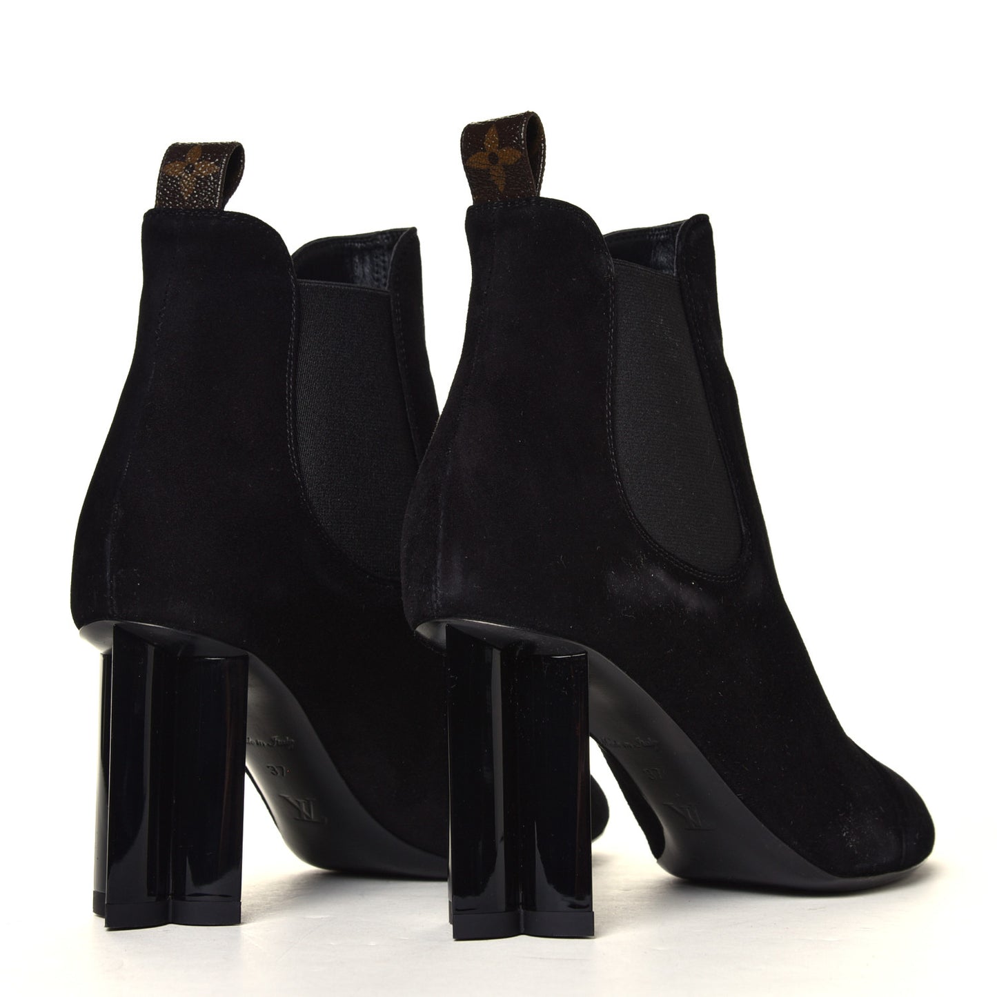 Suede Monogram Uniformes Cap Toe Chelsea 80mm Ankle Boots 37 Black