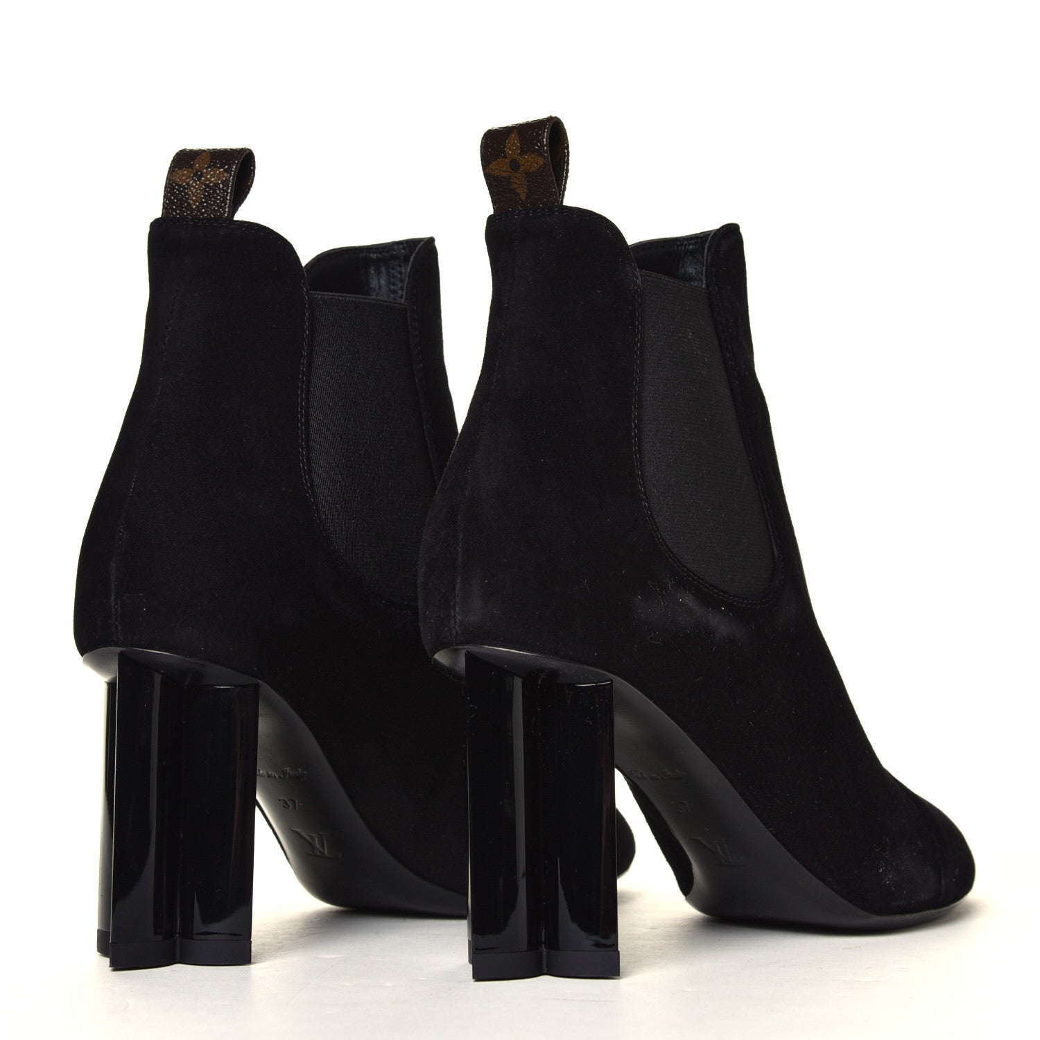 Louis Vuitton Suede Monogram Uniformes Cap Toe Chelsea 80mm Ankle Boots 37 Black 3 of 6
