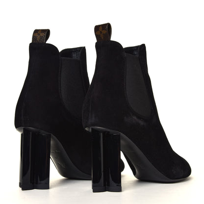 Louis Vuitton Suede Monogram Uniformes Cap Toe Chelsea 80mm Ankle Boots 37 Black 3 of 6