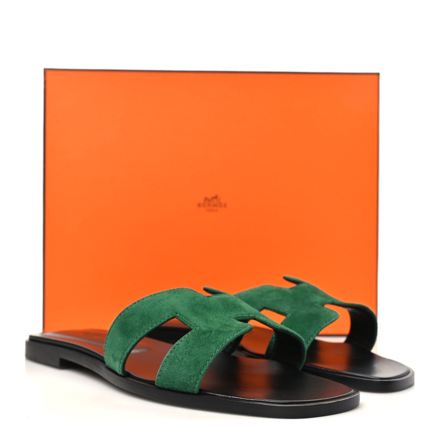 Suede Goatskin Oran Sandals 38.5 Vert Electrique
