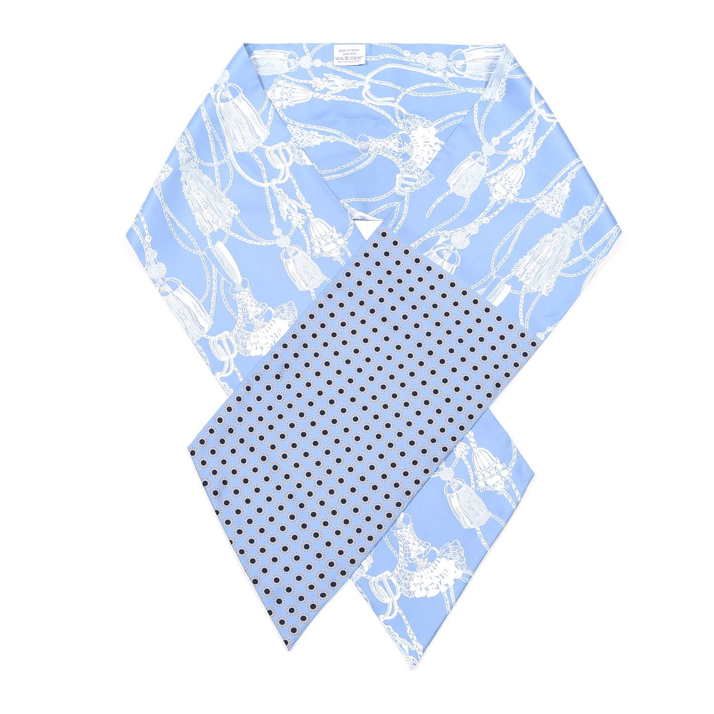 Silk Passementerie Maxi Twilly Cut Lavande Marine White
