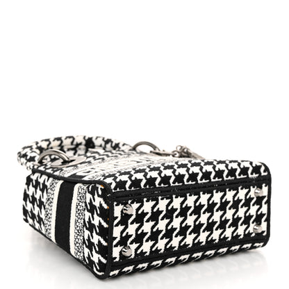 Christian Dior Canvas Houndstooth Embroidered Mini Lady D-Lite Black White 4 of 11