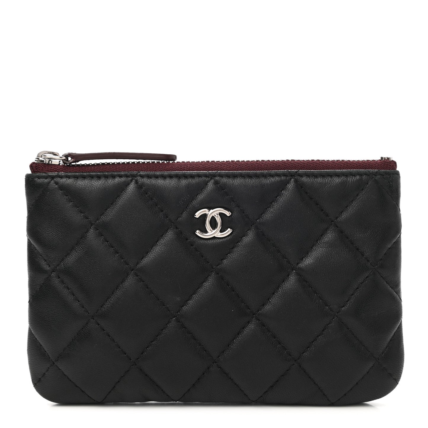 Lambskin Quilted Small Cosmetic Case Black
