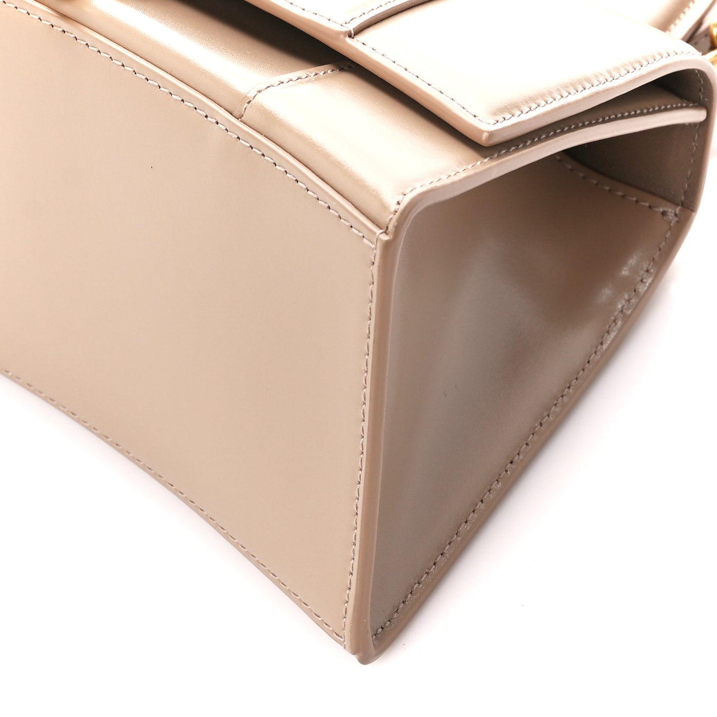 Shiny Box Calfskin Small Hourglass Top Handle Bag Sand