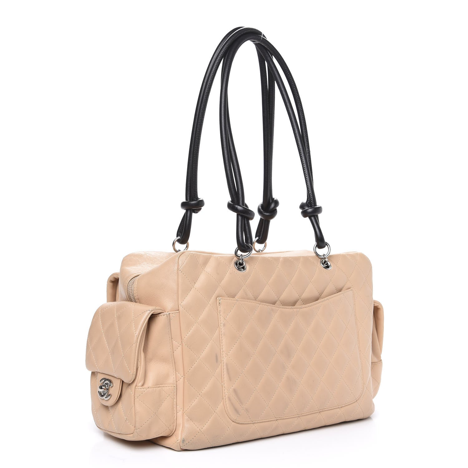 Chanel Calfskin Quilted Large Cambon Multipocket Reporter Beige Black 2 of 15