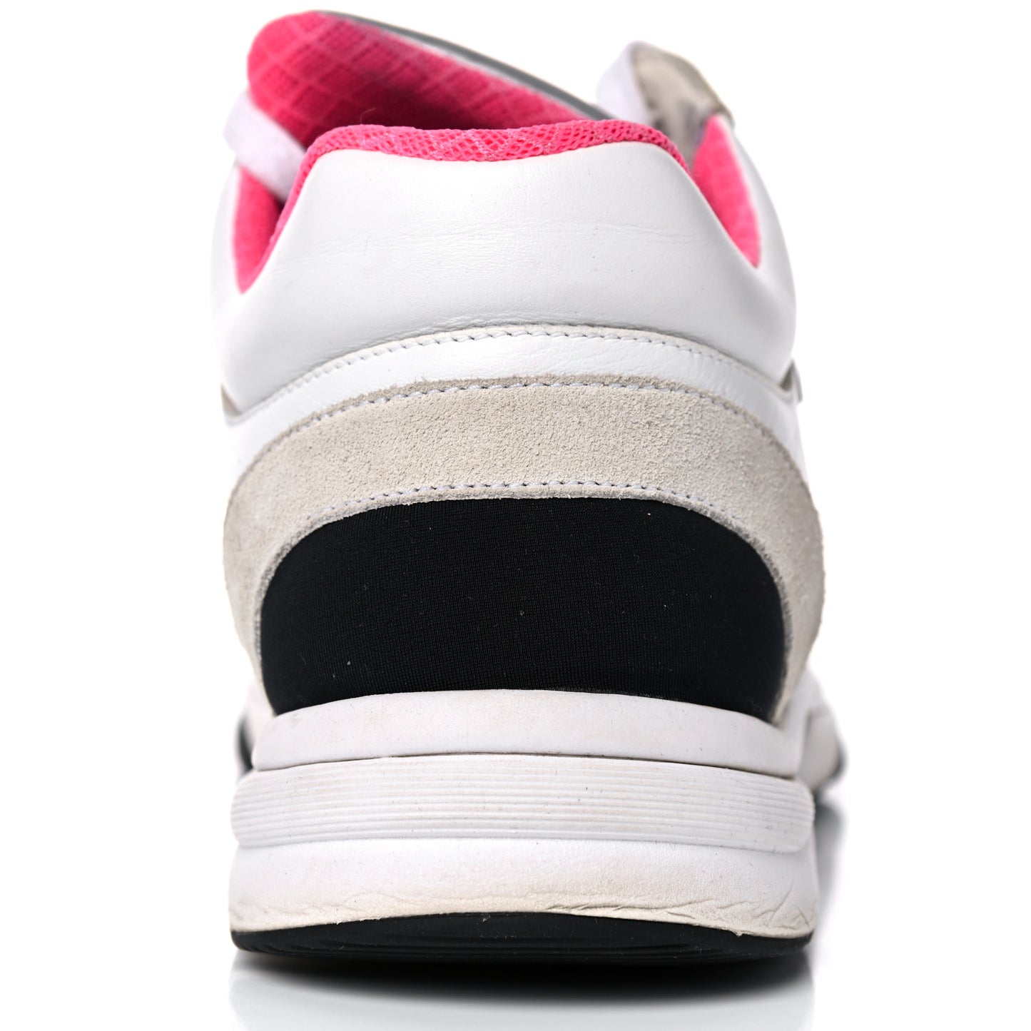Calfskin Fabric Sneakers 39 White Silver Fluo Pink