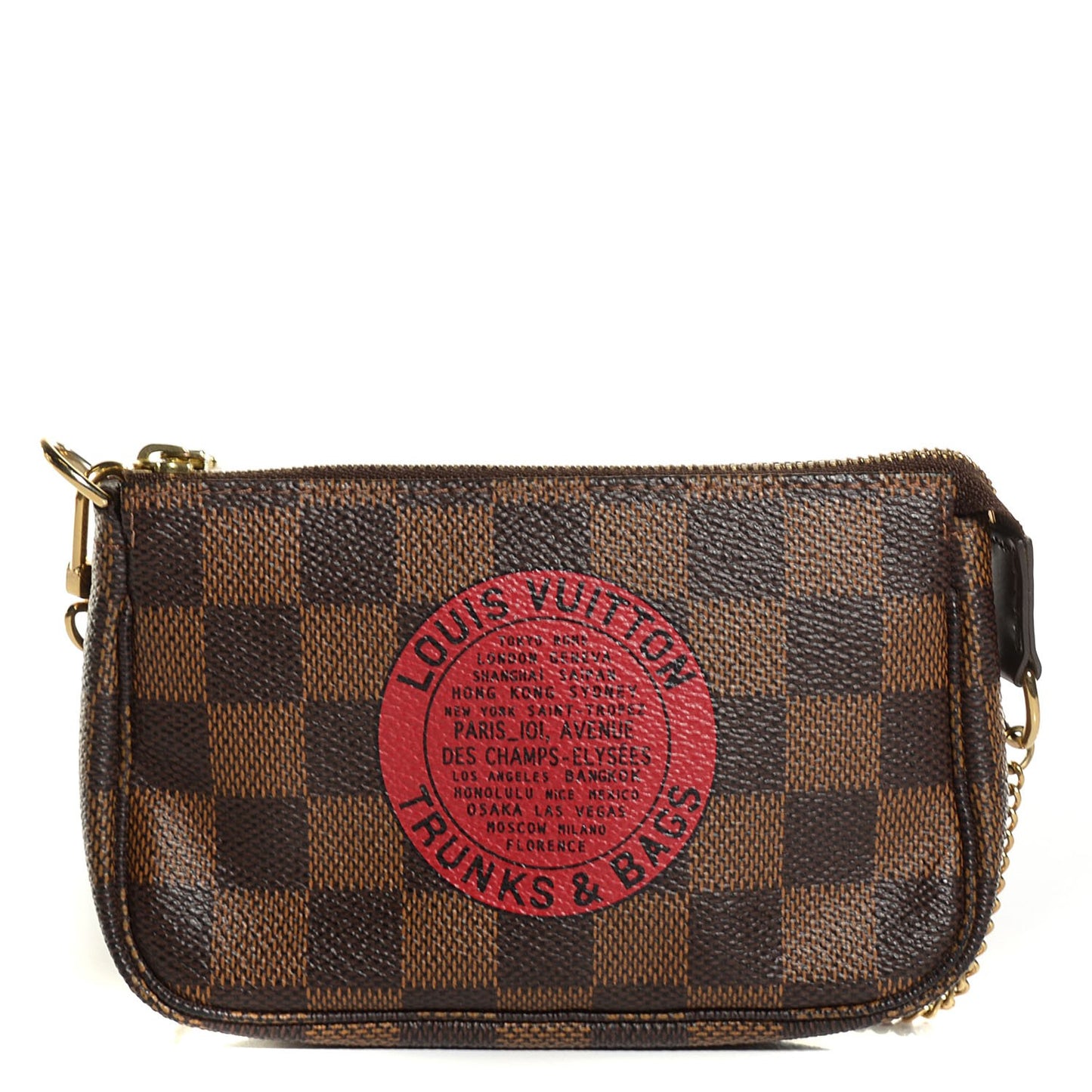 Damier Ebene Complice Trunks and Bags Mini Pochette Accessories Red