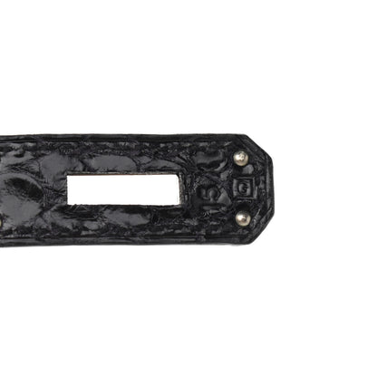 Hermes Shiny Porosus Crocodile Kelly Sellier 32 Black 7 of 11