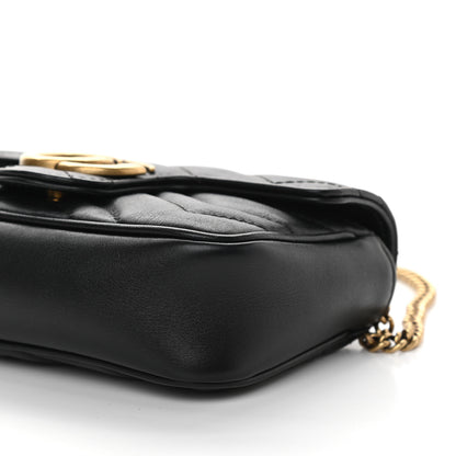 Gucci Calfskin Matelasse Super Mini GG Marmont Shoulder Bag Black 9 of 10