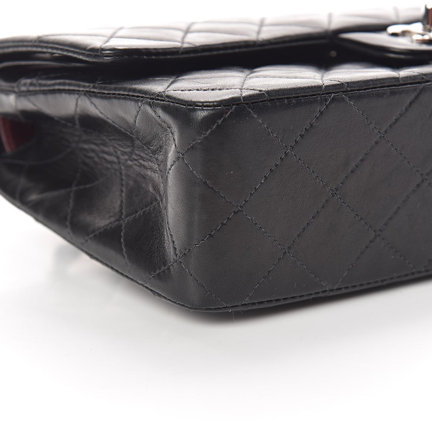Lambskin Quilted Medium Double Flap Black