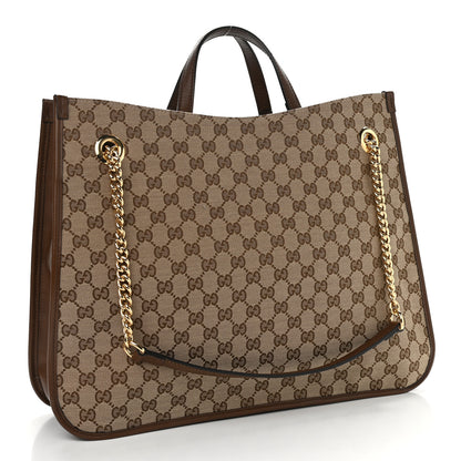 Gucci Monogram Calfskin Large Horsebit 1955 Tote Bag Beige Brown Sugar 3 of 10