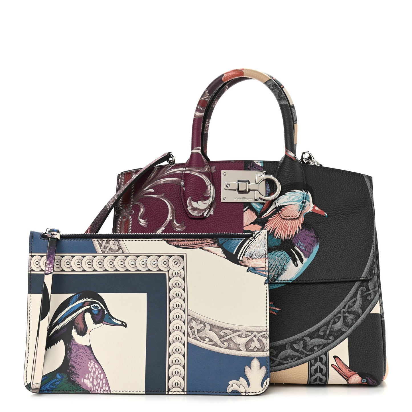 Calfskin Elisabetta Piccolo Print The Studio Bag White Multicolor