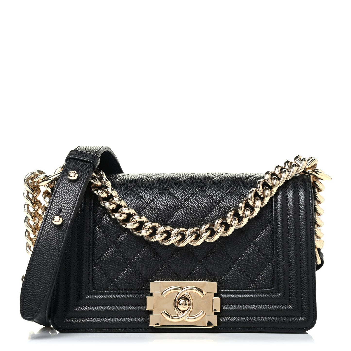 Caviar Quilted Small Boy Flap Black