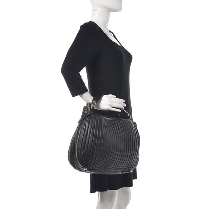 Miu Miu Lambskin Plisse Hobo Black 2 of 13