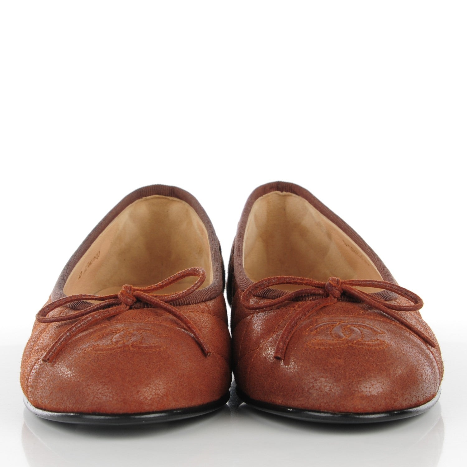 Chanel Iridescent Calfskin Quilted CC Cap Toe Ballerina Flats 35 Brown 2 of 8