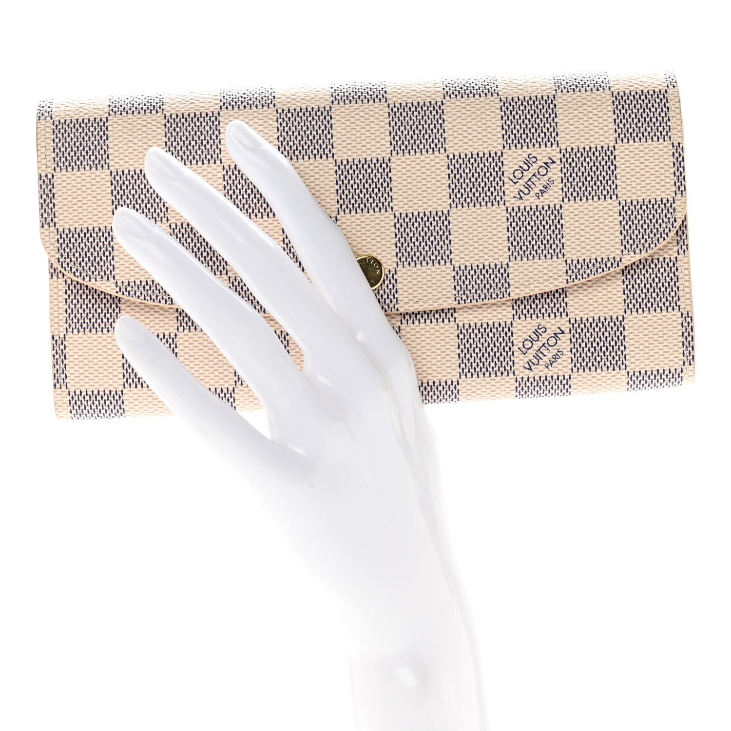 Louis Vuitton Damier Azur Emilie Wallet Rose Ballerine 2 of 6
