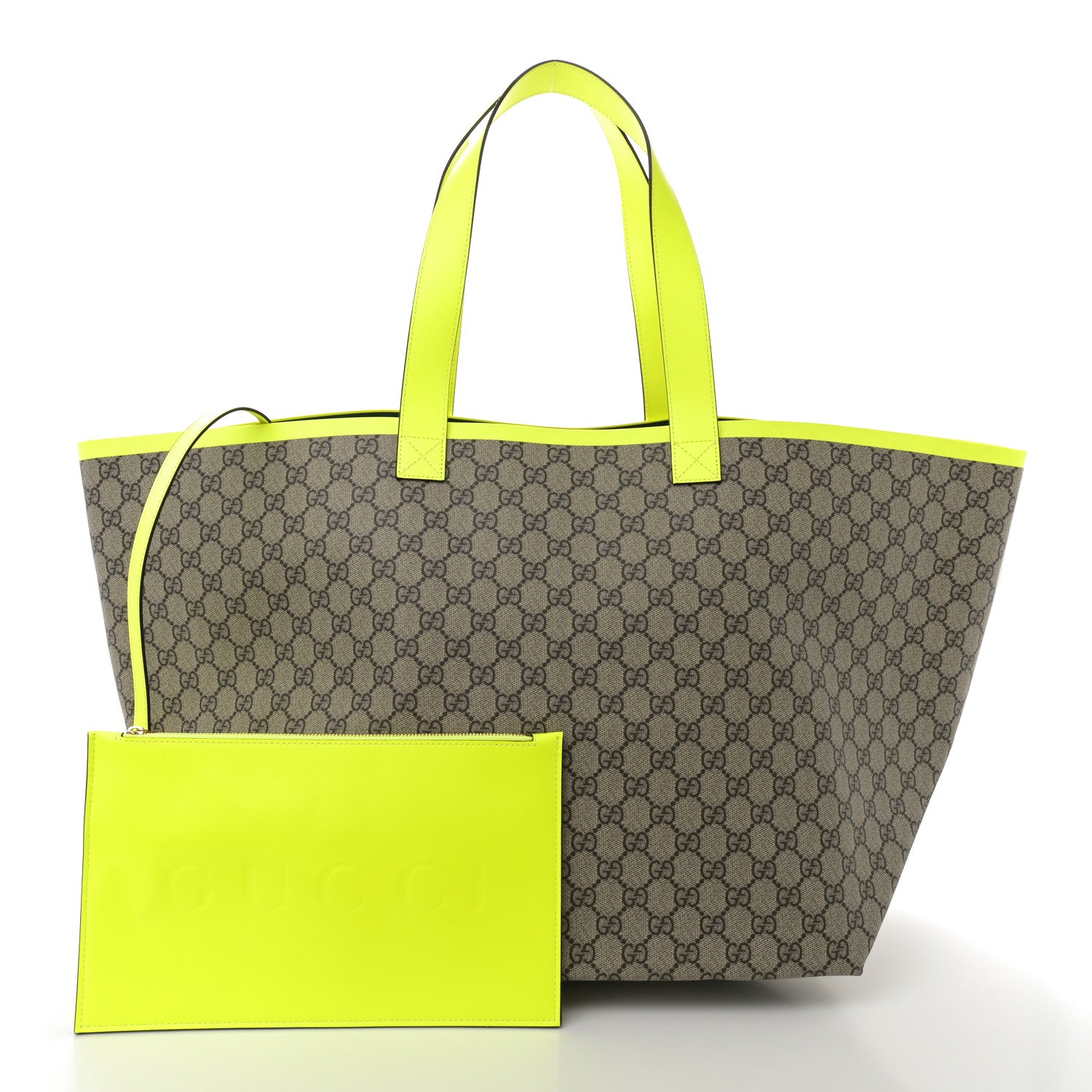 Gucci GG Supreme Monogram Totissima Shopping Tote Ebony Beige Yellow 3 of 11